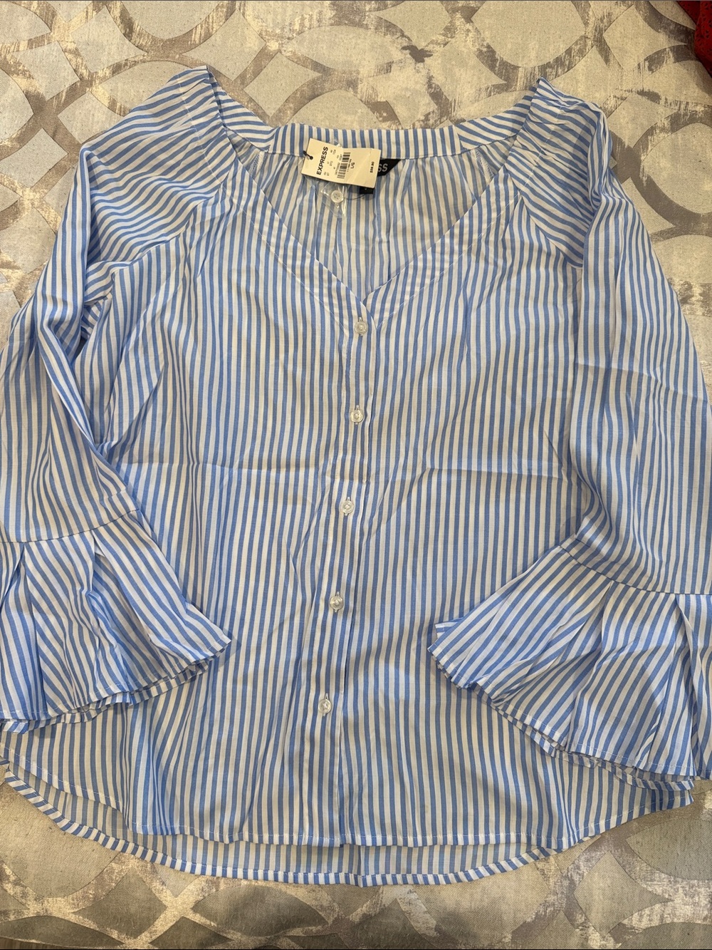 Express Blue & White Striped Button-Down Shirt
